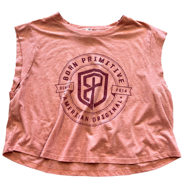 Born Primitive Peach Boxy Cropped Workout Top Women's Medium