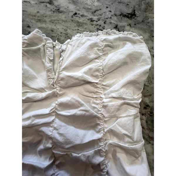 Blue Blush White Ruched Sleeveless Bodycon Dress Medium