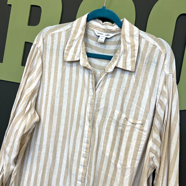 Old Navy Boyfriend Shirt Button Down Linen Top Size XL