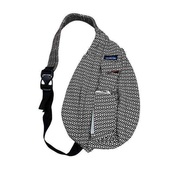 Kavu Black + White Rope Bag Sling Pack
