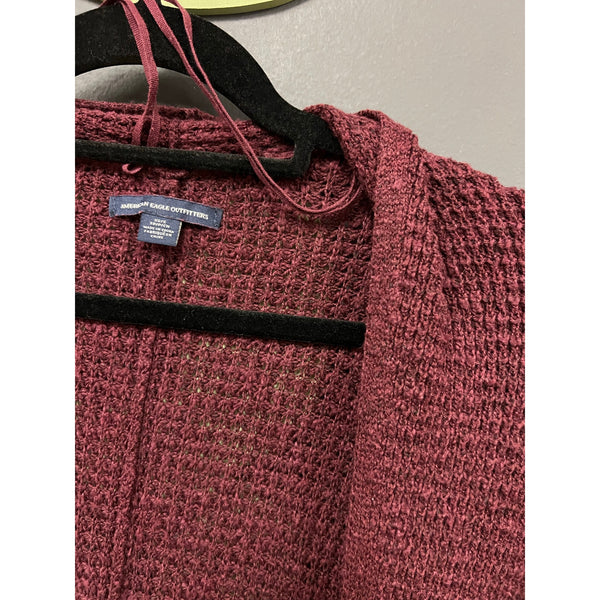 American Eagle Maroon Open Front Knit Cardigan Size Extra Small