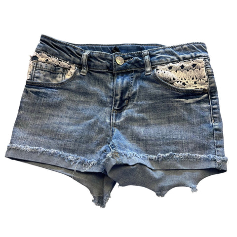 Vanilla Star Girls Lace Patched Cutoff Denim Shorts Size 10