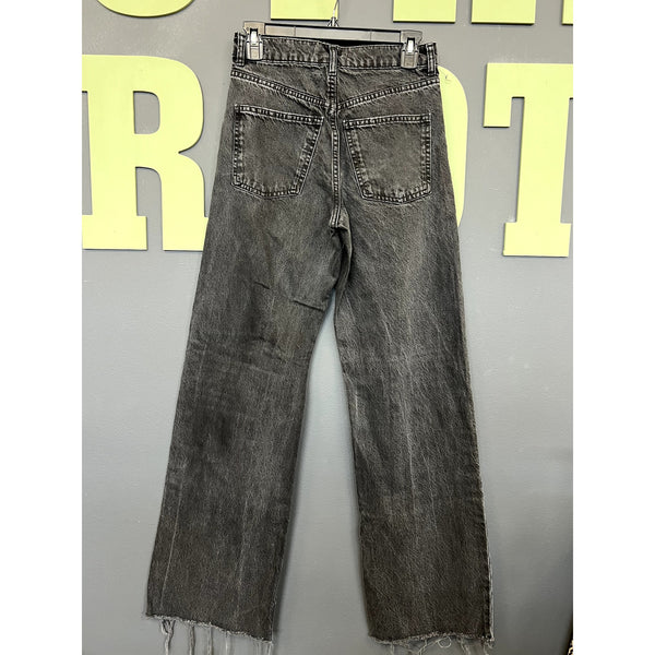 Zara Washed Black 90's High Rise Full Length Raw Hem Jeans Size 4