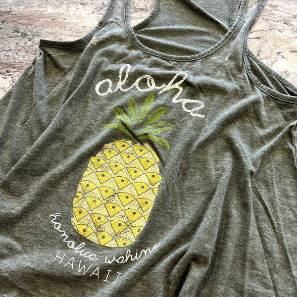 Honolulu Women's Pineapple Burnout Tank Top Medium