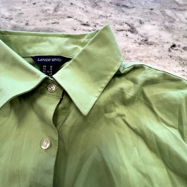 Land's End Women's Spring Green Button Down Blouse Size 12