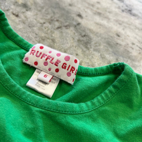 Ruffle Girl Green Peplum Ruffle Dress Size 6