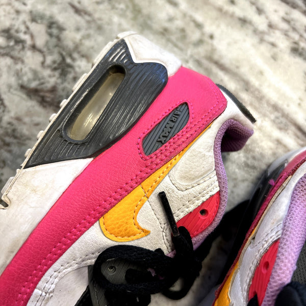 Nike Air Max 90 GS White Hyper Pink Orange Sneakers Size Youth 12C