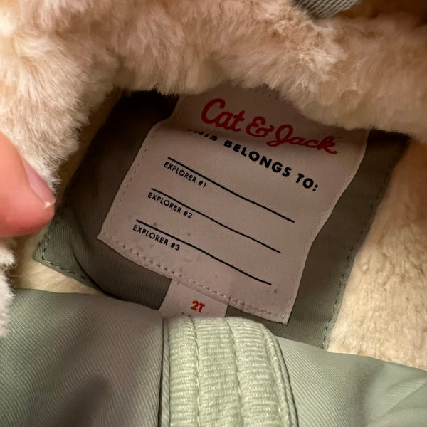 Cat & Jack Sherpa Lined Olive Green Winter Coat Size 2T