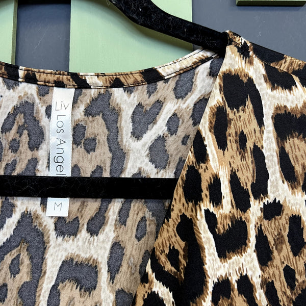 Leopard V-Neck Twist Front Sleeveless Blouse Medium