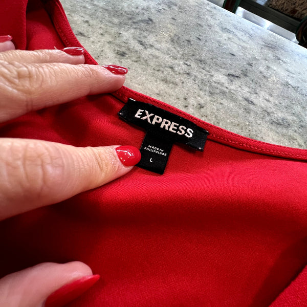 Express Red Floral Bodysuit Size Large