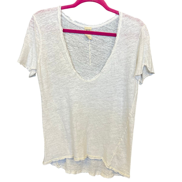 We the Free Lace Plunge Neck White Burnout Top Size XS