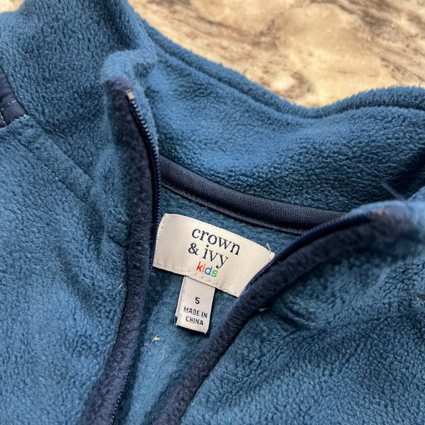 Crown & Ivy Kids Navy Fleece Quarter Zip Pullover Size 5