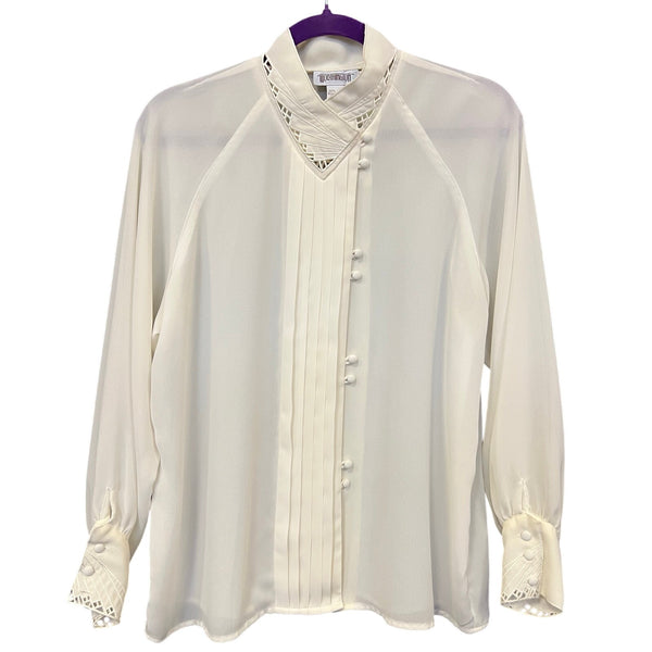 Worthington VTG White Button Down Collared Blouse Size 16 Petite