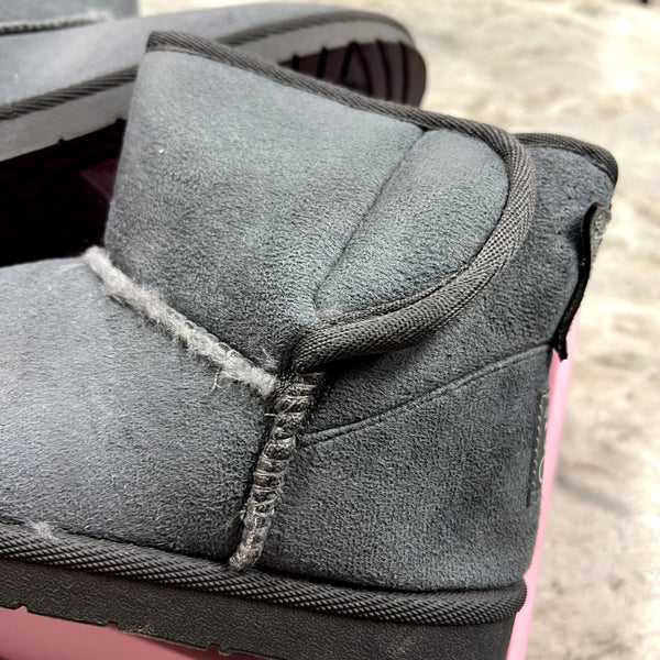 NEW Olivia Miller Girl Gray Fuzzy Sherpa Boots Size 5 Youth