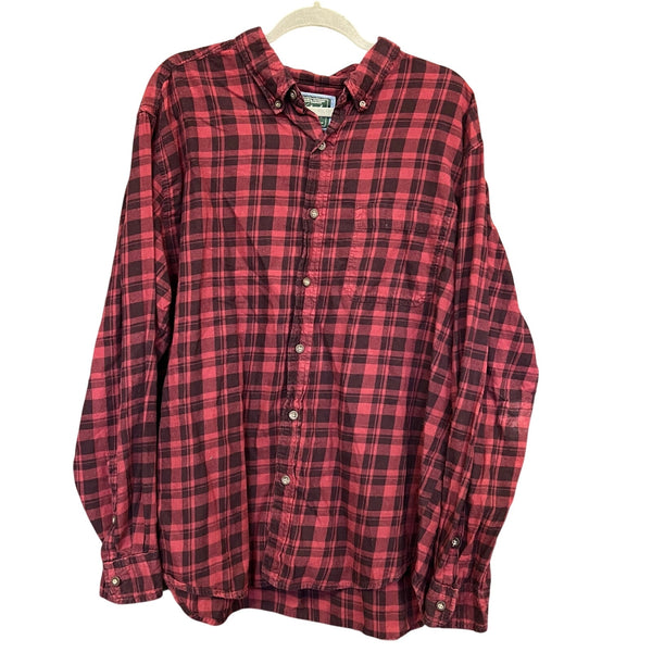 Woolrich Men's Red + Black Button Down Flannel Size XL