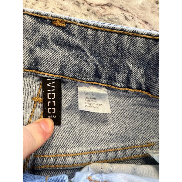 H&M Divided High Rise Light Wash Raw Hem Jeans Size 4