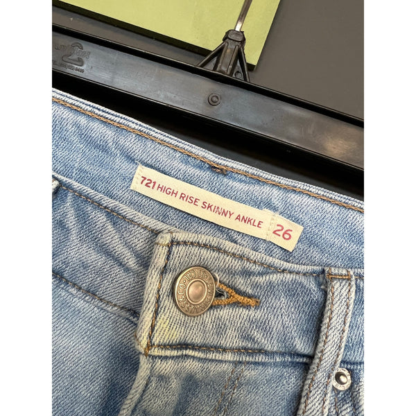 Levi's 721 High Rise Light Wash Skinny Ankle Jeans Size 26