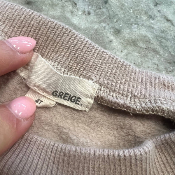 Greige. Girls Tan Long Sleeve Ruffle Sweater Dress 4T