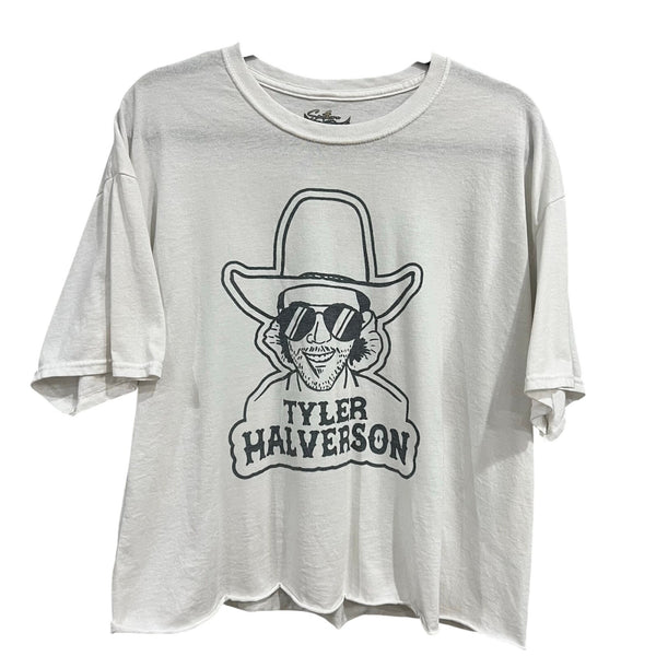 Tyler Halverson Western Dirt Road Country White Cropped Graphic Tee XL