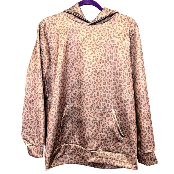 Women's Bronze Metallic Leopard Print Hoodie Size Medium