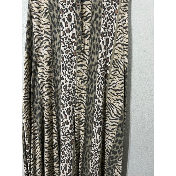 Bucket List Mixed Animal Print Sleeveless Jumpsuit Size Large