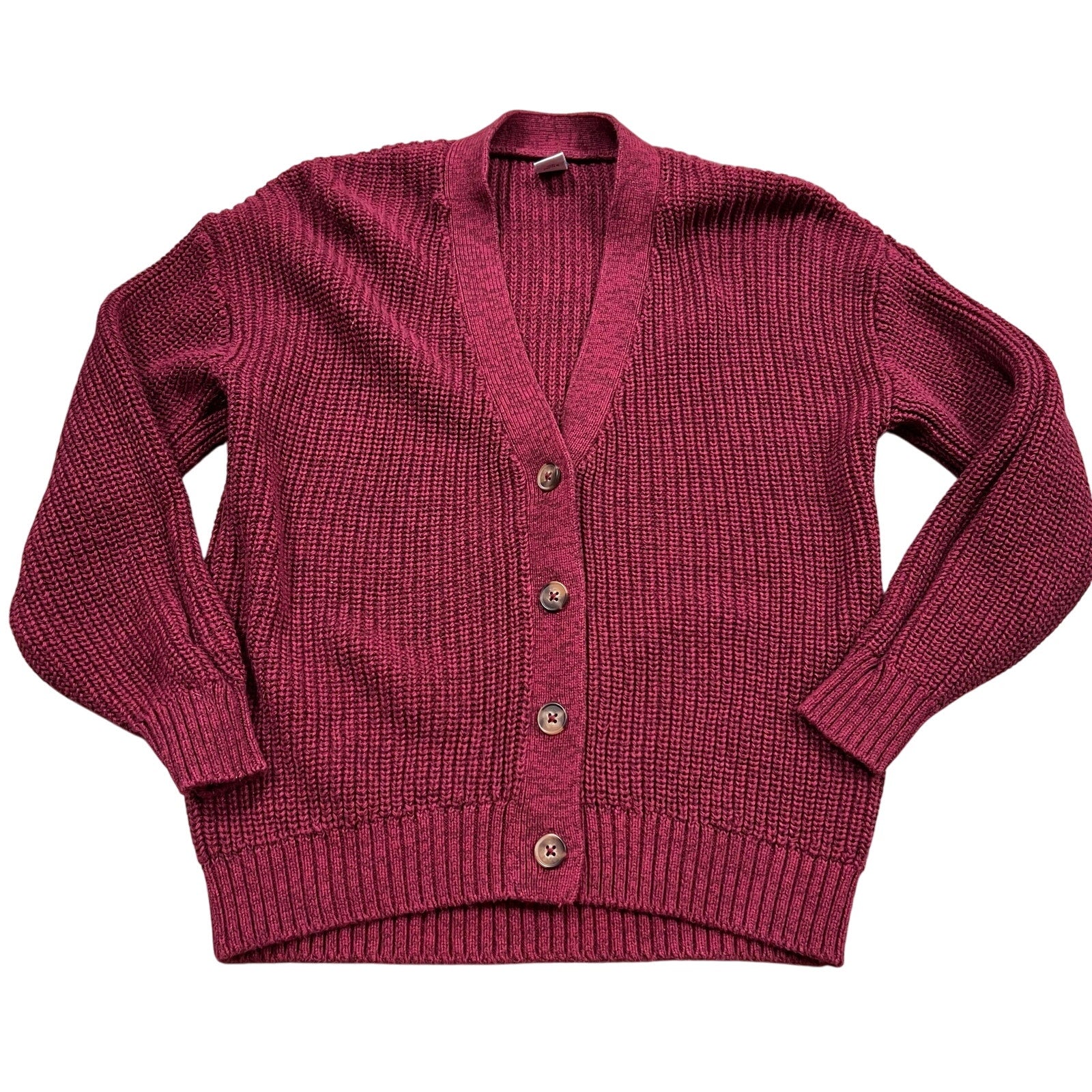 Old Navy Girls Maroon Button Front Thick Knit Cardigan Size Medium (8)