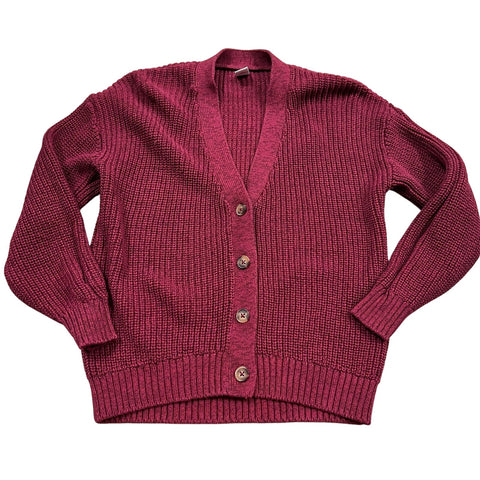 Old Navy Girls Maroon Button Front Thick Knit Cardigan Size Medium (8)
