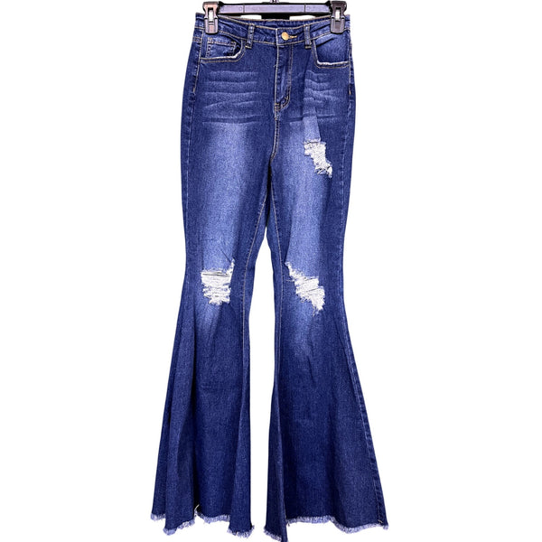 Women's Dark Wash Distressed Flare Jeans Size 26