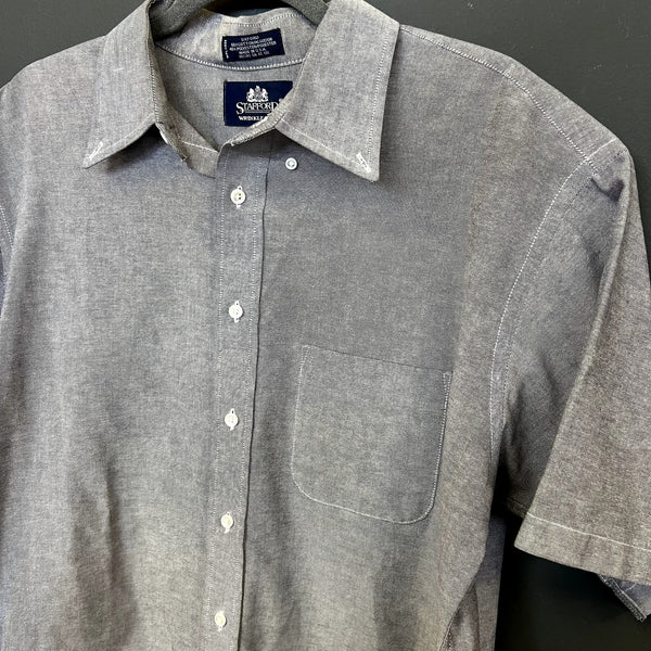 Stafford Wrinkle Free Gray Oxford Button Down Top Size 17