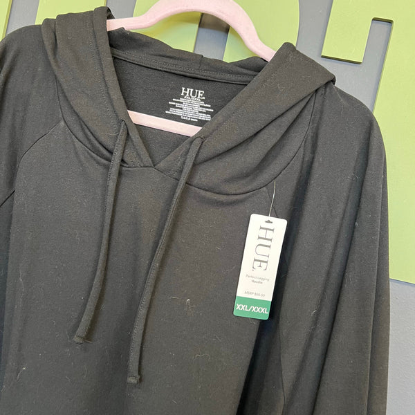 NWT Hue Black Hooded Oversized Tunic Sweater Size 2X/3X