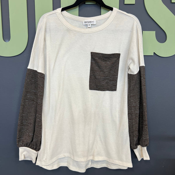 Women's Boutique Two Tone Long Sleeve Top Medium