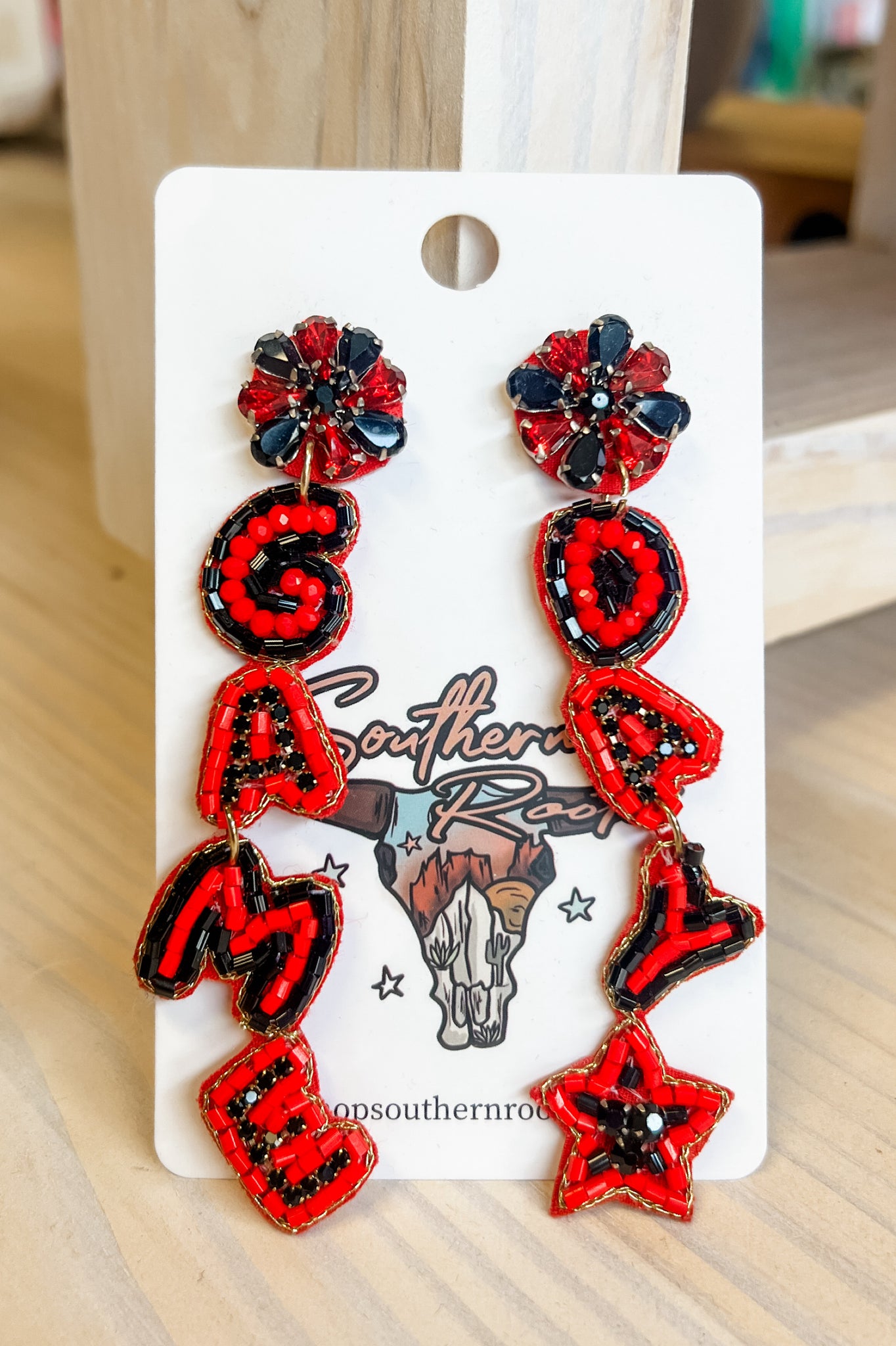 Red + Black Game Day Earrings