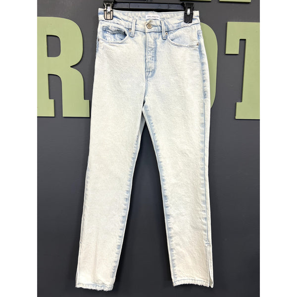 Good American Light Wash Split Hem Skinny Jeans Size 0