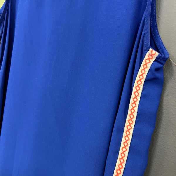 Papermoon Blue Sheer Side Stitched Tank Top Size Medium