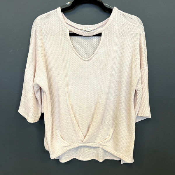 143 Story Boutique Waffle Knit Keyhole Blouse Small