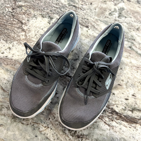 Skecher's Go Walk 2 Gray + Blue Sneakers Size Women's 11