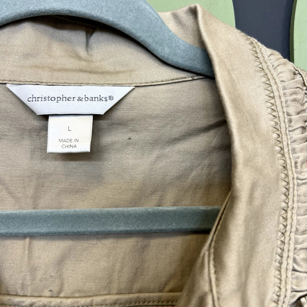 Christopher & Banks Tan Full Zip Vest Size Large