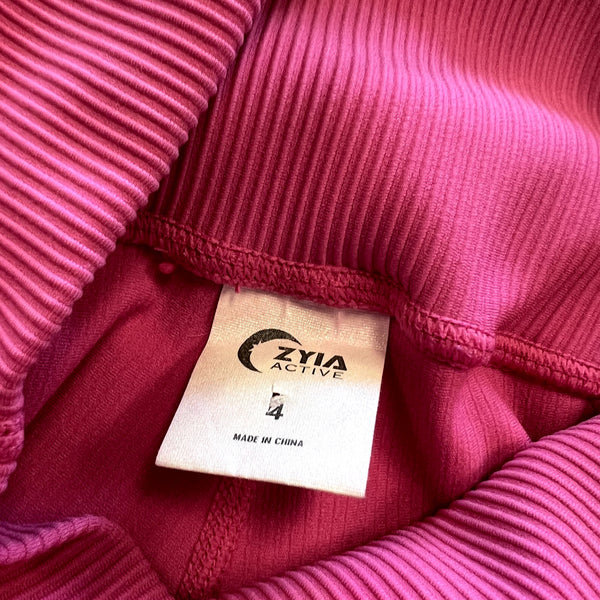 Zyia Active Pink Ribbed Workout Leggings Size 4