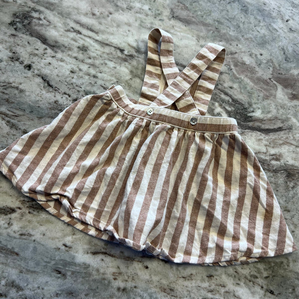 Rylee + Cru Striped Linen Overall Dress Size 18-24 Mo.