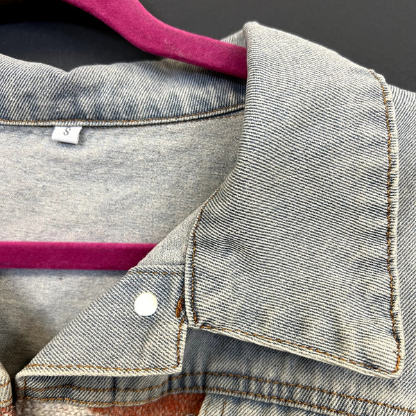 Women's Aztec + Denim Button Down Coat Size S