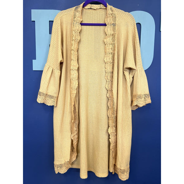 Women's Mustard Knit Flare Sleeve Cardigan Size Medium