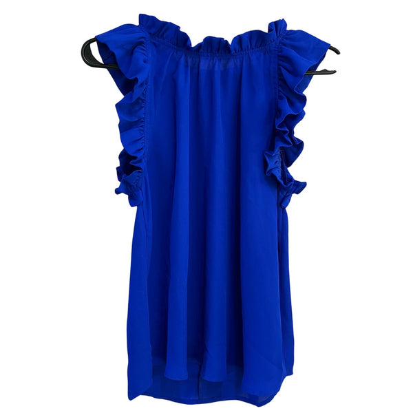 Mine Boutique Royal Blue Ruffle Sleeve Blouse Size Small