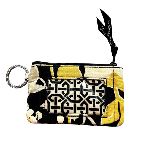 Vera Bradley Black + Yellow Floral Zip ID Case