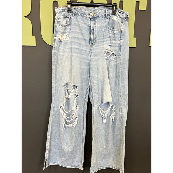 American Eagle Super High Rise Baggy Wide Leg Jeans Size 14 Short