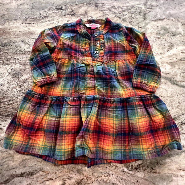 Ruffle Butts Colorful Plaid Tiered Mini Dress Size 18-24 Mo.