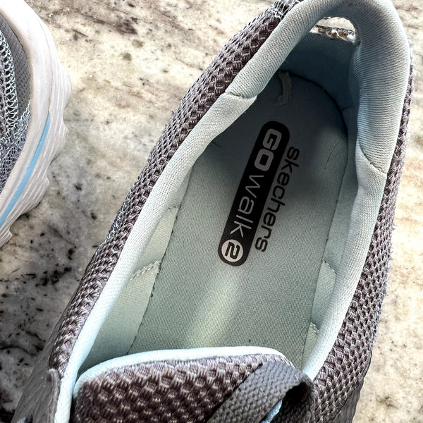 Skecher's Go Walk 2 Gray + Blue Sneakers Size Women's 11