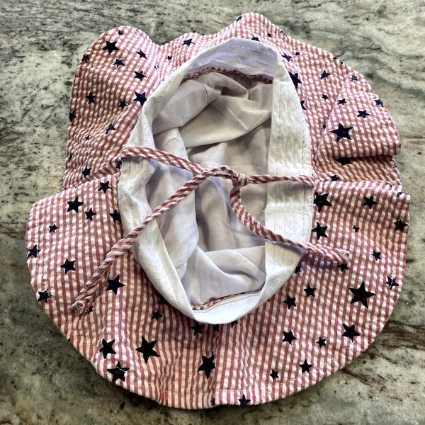 Girls Patriotic Wide Brim Sun Hat