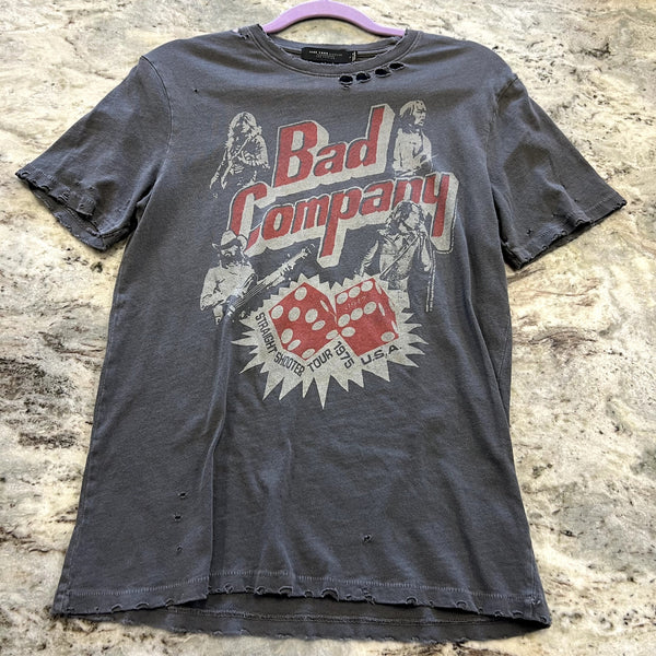 Junk Food Clothing Bad Company Distressed Graphic Band Tee Small