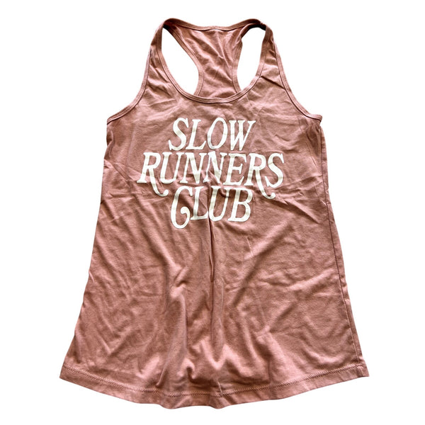 Slow Runners Club Peach Racerback Tank Top Small