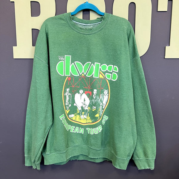 The Doors Distressed Green Band Sweatshirt Size Large